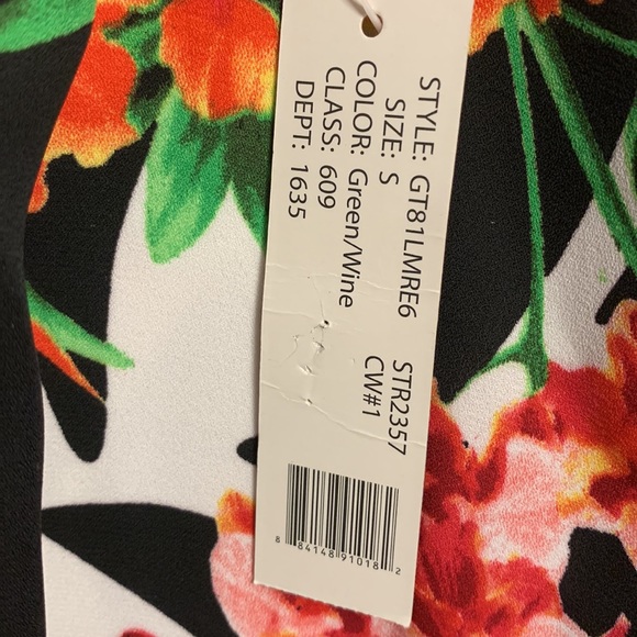 NWT ZAC & RACHEL small Floral tank top high low sleeveless black white floral - Picture 7 of 9